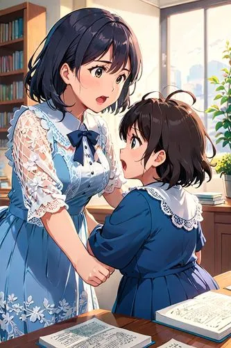 honolulu,mother and daughter,euphonium,mom and daughter,honmei choco,tutor,tutoring,sonoda love live,holding,piano lesson,hands holding,children girls,himuto,little girl and mother,floral background,cg artwork,nori,father and daughter,aomoriya,opening presents,Anime,Anime,Realistic