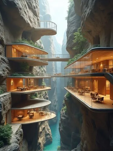 fallingwater,amanresorts,futuristic architecture,house in mountains,house in the mountains,asian architecture