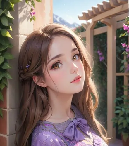 rapunzel,belle,beautiful girl with flowers,alhambra,emilia,bingqian,Anime,Anime,General