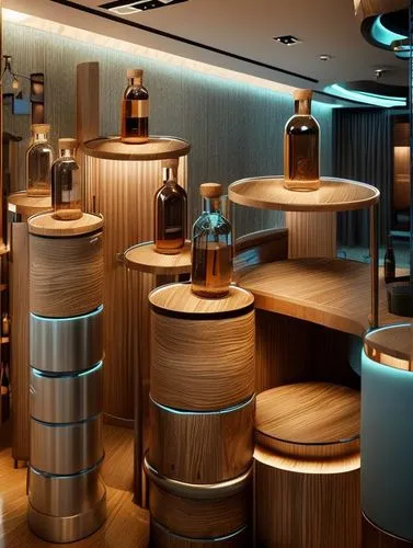 wooden buckets,wine barrels,wine bar,unique bar,table lamps,brandy shop,salt bar,wine barrel,bar stools,capsule hotel,barware,aschaffenburger,liquor bar,hotel w barcelona,lampshades,perfume bottles,bar counter,contemporary decor,pepper mill,barstools