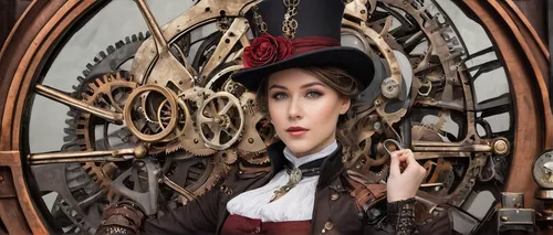 clockmaker,watchmaker,longcase clock,grandfather clock,steampunk,steampunk gears,victorian lady,clock face,ships wheel,ladies pocket watch,clockwork,caravel,hygrometer,pocket watch,time traveler,female doctor,ship's wheel,old clock,the victorian era,bearing compass,Conceptual Art,Fantasy,Fantasy 25