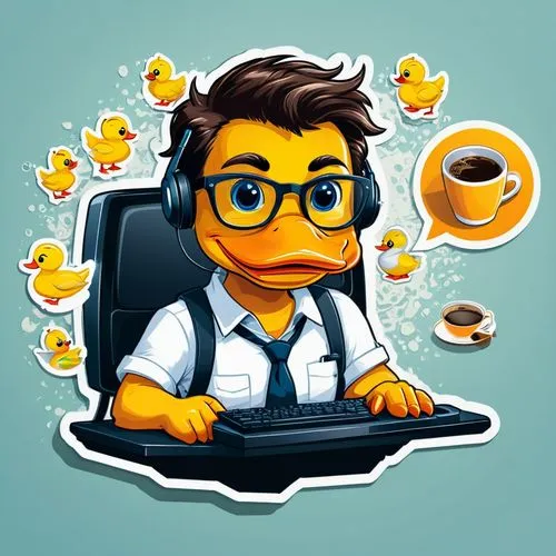 ducky,rubber duck,flat blogger icon,rubber ducks,quacking,duckie,rubber duckie,blogger icon,quackwatch,quacker,emoji programmer,ente,rockerduck,quack,duck,duckwitz,community manager,patito,canard,ducked,Unique,Design,Sticker