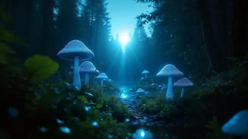 mushroom landscape,fairy forest,forest mushrooms,elven forest,cartoon forest,forest of dreams