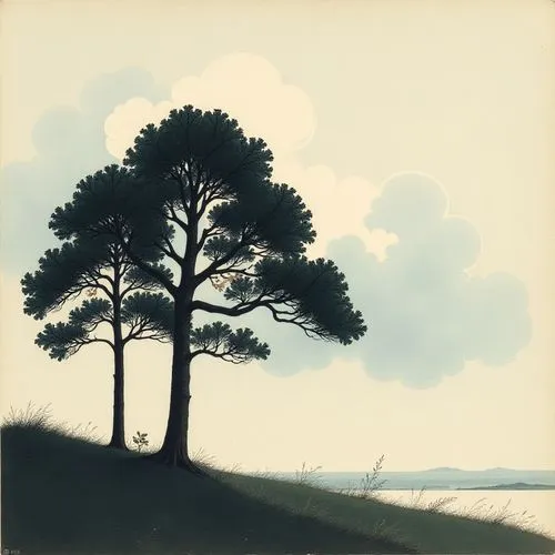 lonetree,watercolor pine tree,sedlacek,pine tree,moehler,lone tree