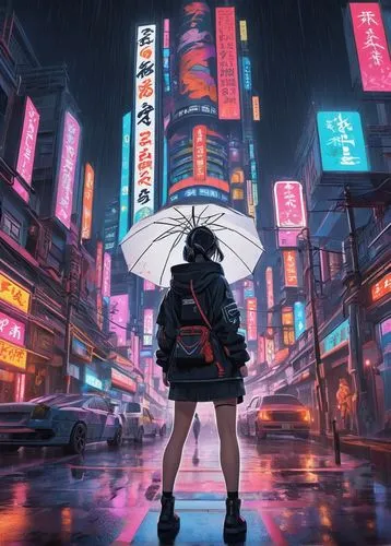 tokyo,cyberpunk,shinjuku,akiba,tokyo ¡¡,walking in the rain,Unique,3D,Isometric