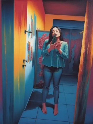 stereogum,jasinski,homogenic,corridors,welin,etam,lachapelle,superorganism,thorgerson,agoraphobia,anaglyph,vertigo,melodrama,maraj,suspiria,anamorphosis,afterimage,distortive,thick paint,hallway,Illustration,Japanese style,Japanese Style 18