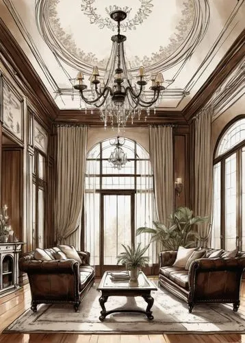 ornate room,victorian room,sitting room,luxury home interior,interior decoration,interior decor,living room,parlor,livingroom,donghia,great room,neoclassical,neoclassic,interior design,opulently,cochere,antique style,interiors,opulent,furnishings,Illustration,Black and White,Black and White 34