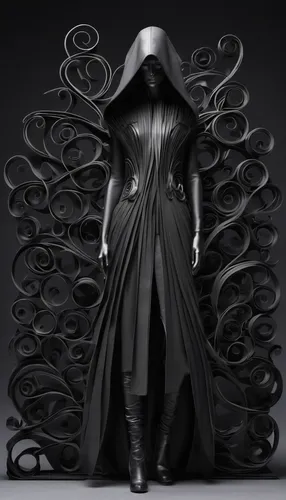 raven sculpture,cloak,coil,gothic fashion,steel sculpture,vax figure,kinetic art,scythe,woman sculpture,3d figure,metal figure,costume design,wind machine,medusa,garment,wraith,dress form,veil,dark art,artist's mannequin,Unique,Paper Cuts,Paper Cuts 09