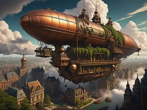 airship,airships,skyship,air ship,steampunk,dirigible,fantasy city,fantasy picture,floating island,sea fantasy,bathysphere,zeppelin,skycycle,ecotopia,zeppelins,sci fiction illustration,dirigibles,fantasy world,caravel,fantasy art,Conceptual Art,Oil color,Oil Color 17