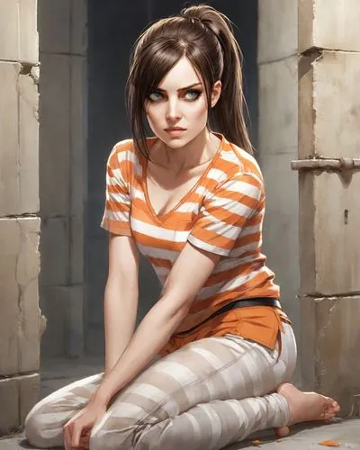 girl sitting,croft,prisoner,clementine,portrait background,tied up,lori,lara,piko,girl portrait,woman sitting,striped background,girl on the stairs,young woman,portrait of a girl,girl in a long,worried girl,girl with cloth,detention,vanessa (butterfly),Digital Art,Comic