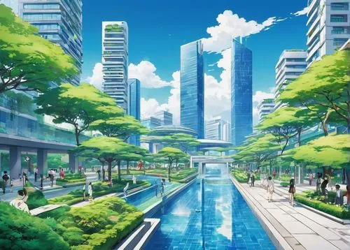 cybercity,futuristic landscape,akiba,odaiba,umeda,tokyo city,fantasy city,honolulu,citycell,virtual landscape,sky city,shinbo,akihabara,rebiya,megapolis,virtual world,shimbashi,songdo,nadesico,shinjuku,Illustration,Japanese style,Japanese Style 04