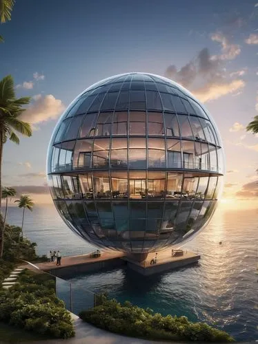 glass sphere,seasteading,waterglobe,prism ball,tropical house,cube stilt houses,Photography,General,Natural