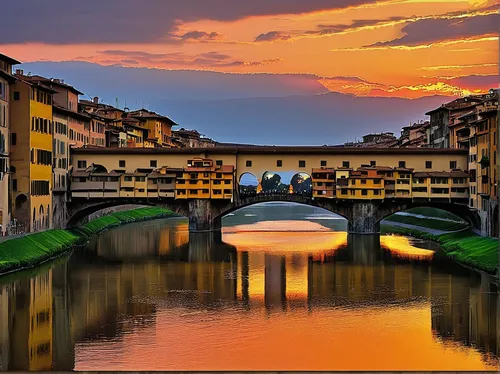 Firenze Ponte Vecchio Abstract Canvas Art Arno River Prints Italy Artwork Home Decor Living Room Wall Office Decor Christmas Gifts Unique for Him Her Men Women - from Agostino Veroni by AGOSTINO VERON