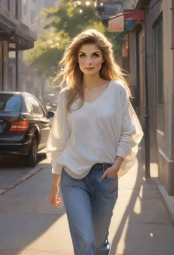 topanga,menounos,lyonne,girl walking away,woman walking,strut,hadise,sidewalks,mccurdy,paparizou,strutting,shopgirl,fashiontv,on the street,rotoscoping,strolling,walking,soho,farrah fawcett,prancing,Digital Art,Impressionism