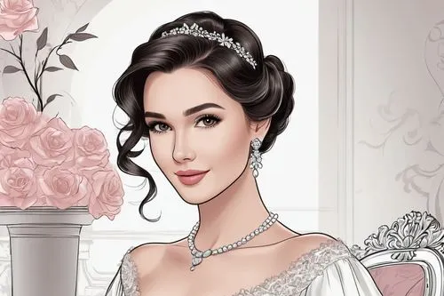 princess sofia,rosalinda,mouawad,debutante,nigella,bridewealth,sheikha,princess' earring,birce akalay,bridal jewelry,fashion vector,bridal,lakorn,the bride,arwen,bridal dress,royal lace,bridal gown,sazan,diadem,Illustration,Black and White,Black and White 04