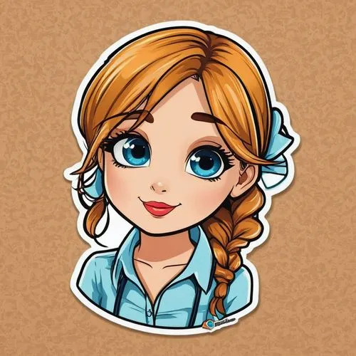 cute cartoon character,pam,custom portrait,telegram icon,chibi girl,elysa,Unique,Design,Sticker