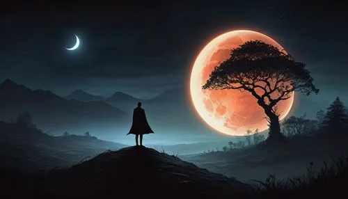 moonsorrow,moon and star background,hanging moon,violinist violinist of the moon,fantasy picture,moonshadow,Conceptual Art,Daily,Daily 32