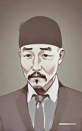 Wearing a suit.,spy visual,the emperor's mustache,nurungji,samcheok times editor,animated cartoon,character animation,choi kwang-do,korean history,yi sun sin,white-collar worker,ho chi minh,guk,sejong