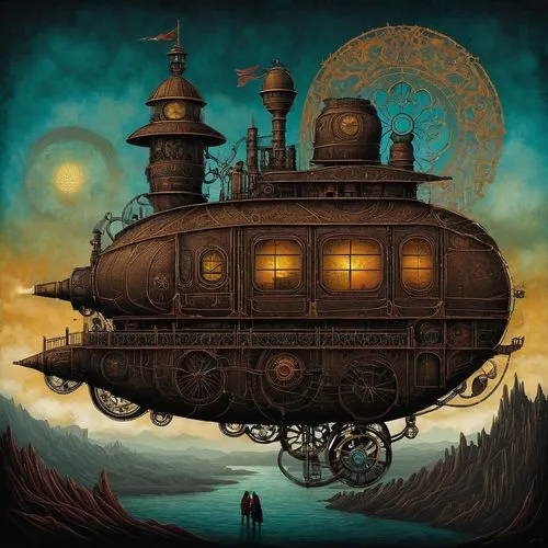 ghost locomotive,bathysphere,steampunk,steampunk gears,locomotive,skyship,steam locomotive,ghost train,steam engine,train of thought,sea fantasy,the train,discworld,spelljammer,steam locomotives,airship,airships,merchant train,steamhammer,landship,Illustration,Abstract Fantasy,Abstract Fantasy 19