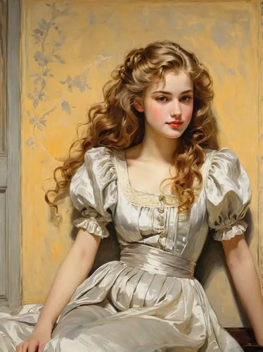 emile vernon,perugini,winterhalter,hoppner,leighton,portrait of a girl,Art,Classical Oil Painting,Classical Oil Painting 42