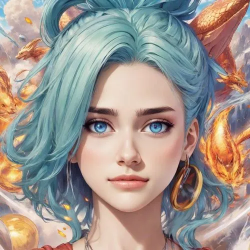 a painting of a girl with blue hair,fantasy portrait,elsa,evie,sona,azzurra,diana