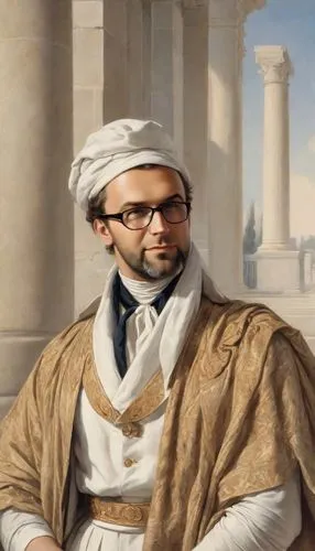 man in Regent Era, wearing cravat,sultan ahmed,mohammedmian,aurangzeb,shariatmadari,taghi,zoroastrian,maimonides,campidoglio,salim,larijani,suleiman,belhadj,ghalibaf,alfano,zoroastrian novruz,mohammed