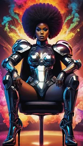 afrofuturism,chairwoman,afrocentrism,chair png,lilandra,afroamerican,Illustration,Realistic Fantasy,Realistic Fantasy 46