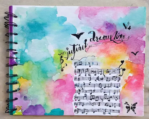 Write a song about a dreamy love story.,journal page,journal,musical paper,song book,music book,watercolor background,songbook,music note paper,background scrapbook,music note frame,music sheets,hymn 