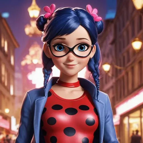 marinette,cute cartoon character,ladybug,coraline,lady bug,cute cartoon image,karou,adrien,miraculous,dressup,fashionable girl,ladybird,polka dot dress,fashion girl,fausta,disney character,dotty,lunette,clarabelle,cartoon character