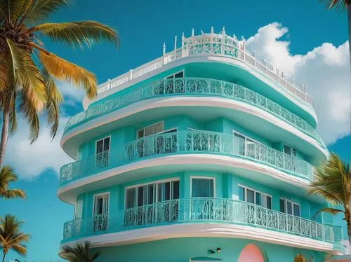 tropical house,south beach,bahama,haulover,beach house,art deco,beachhouse,hotel riviera,seaside resort,oceanfront,bahamonde,cruise ship,dreamhouse,miami,beachfront,islamorada,bahamas,balconies,cruiseliner,paradisus,Illustration,American Style,American Style 12