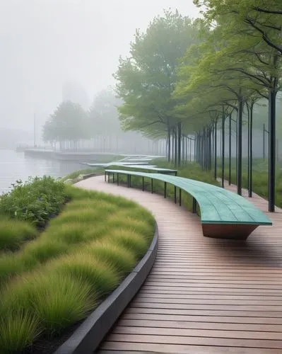 foggy landscape,boardwalks,wooden bench,benches,walkway,morning mist,wooden decking,wooden bridge,foggy day,wooden pier,landscaped,green space,greenspace,landscape designers sydney,landscape design sydney,green landscape,greenspaces,flooded pathway,waterscape,landscape background,Art,Artistic Painting,Artistic Painting 48