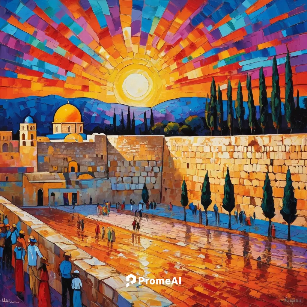 Describe the majestic Western Wall at sunset.,jerusalem,western wall,genesis land in jerusalem,al-aqsa,wailing wall,holy land,mitzvah,palestine,monastery israel,jaffa,israel,bethlehem,el jem,hanukah,t