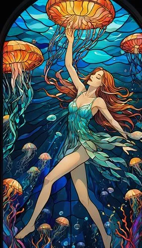 amphitrite,mermaid background,nereid,water nymph,sirena,stained glass,nami,aquarium,stained glass window,siren,oceanica,rusalka,under the sea,underwater background,god of the sea,sirene,naiad,mermin,mermaid vectors,aquarius,Unique,Paper Cuts,Paper Cuts 08