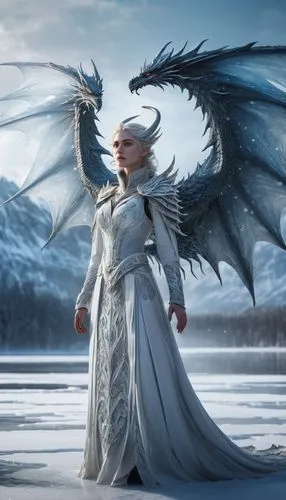 the snow queen,brisingr,eternal snow,ice queen,suit of the snow maiden,sigyn,darragon,white rose snow queen,heroic fantasy,targaryen,saphira,dragonlord,dawnstar,fantasy picture,icewind,dragonheart,lorian,gryphon,scaleless,midir,Conceptual Art,Fantasy,Fantasy 11