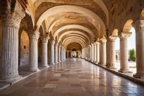 umayyad palace,arcaded,colonnades,cloisters,cloister,umayyad,colonnade,cloistered,jeronimos,monastery israel,porticos,peristyle,archways,porticoes,celsus library,abbaye,mezquita,pillars,abbaye de belloc,corridor,Illustration,American Style,American Style 05