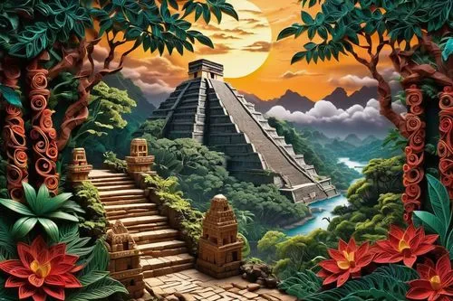 step pyramid,temples,maya civilization,pyramids,pyramid,stairway to heaven,pachamama,eastern pyramid,aztec,the mystical path,el dorado,temple fade,maya city,bird kingdom,stairway,russian pyramid,world digital painting,travel poster,artemis temple,mountain scene,Unique,Paper Cuts,Paper Cuts 09