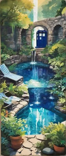 studio ghibli,shower curtain,aqua studio,doctor's room,tardis,underwater oasis,aquarium decor,watercolor tea shop,church painting,aquarium,koi pond,oasis,idyllic,watercolor cafe,picnic boat,garden pond,children's room,fishing tent,summer cottage,mural,Unique,Paper Cuts,Paper Cuts 07