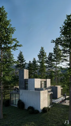 Change the textures and context for another type of vegetation
,some trees bushes and rocks and some houses,amanresorts,residential,3d rendering,prefabricated,render 