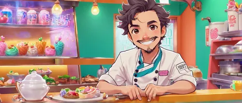 star kitchen,chef,cooking show,kawaii foods,men chef,confectioner,chef's uniform,shopkeeper,cookery,chocolatier,kawaii food,teppanyaki,udon,japanese cuisine,pastry shop,katsudon,ice cream shop,knife kitchen,chef hat,kawaii ice cream,Illustration,Japanese style,Japanese Style 02