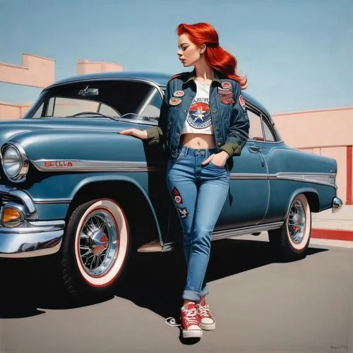 girl and car,chevrolet bel air,retro woman,retro girl,retro pin up girl,hudson hornet,austin cambridge,volvo amazon,rockabilly,pin up girl,aronde,watercolor pin up,rockabilly style,retro women,pin up,notchback,ford anglia,pin-up girl,50's style,david bates,Illustration,Black and White,Black and White 08