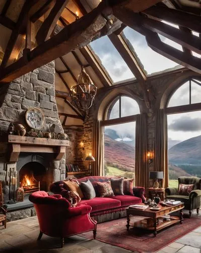 the cabin in the mountains,luxury home interior,house in the mountains,fireplaces,beautiful home,great room,wooden beams,sitting room,cottars,fire place,fireplace,house in mountains,roof landscape,alpine style,ornate room,chalet,family room,living room,inglenook,loft,Illustration,Vector,Vector 17