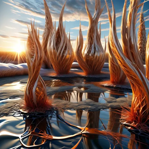 cattails,reflection in water,cattail,phragmites,reed grass,reeds,water scape,reflections in water,feather on water,desert plant,reflection of the surface of the water,water reflection,aquatic plant,water waves,waterscape,dried grass,salt field,aquatic plants,flowing water,desert plants