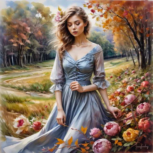 牡丹花,girl in flowers,girl in the garden,girl picking flowers,romantic portrait,oil painting on canvas,art painting,flower painting,fantasy picture,beautiful girl with flowers,fantasy portrait,mystical 