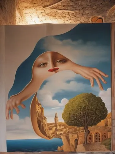 Make a surrealistic painting of my drawing; somewhere in Europe during the 1920s,dali,wall painting,oberlo,wall decoration,ostuni,surrealism,el salvador dali,mural,murals,lipari,italian painter,sistin