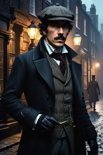 sherlock holmes,the victorian era,holmes,sherlock,frock coat,gentlemanly,stovepipe hat,cordwainer,victorian,victorian style,victorian fashion,french digital background,cravat,banker,detective,gunfighter,watchmaker,the doctor,aristocrat,full hd wallpaper,Illustration,Japanese style,Japanese Style 05