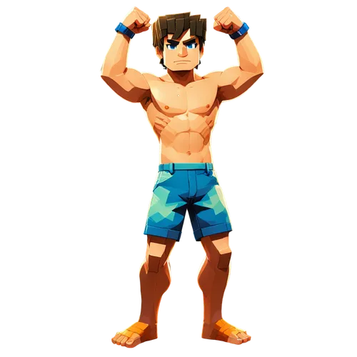 Muscular man, Shota, athletic build, sweat droplets, messy short hair, no glasses, intense facial expression, plank position, bent arms, clenched fists, strong legs, sporty shorts, bare feet, morning 