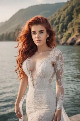 celtic woman,bridal dress,wedding dress,wedding dresses,social,bridal clothing,wedding gown,girl in white dress,white winter dress,celtic queen,bridal,blonde in wedding dress,wedding dress train,wedding photo,sun bride,girl in a long dress,white dress,silver wedding,bride,girl on the river,Photography,Realistic