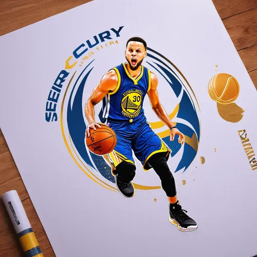 Design a dynamic logo capturing Steph Curry's exceptional basketball skills.,curry,curry tree,curry puff,vector graphic,vector design,vector illustration,poster mockup,vector art,vector image,game ill