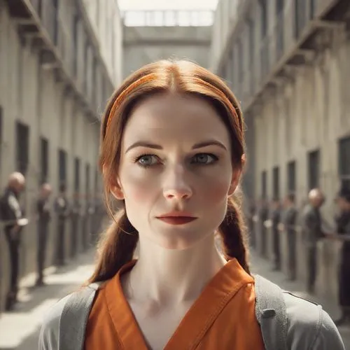 aperol,orange robes,prisoner,head woman,tilda,prison,orange,nora,sprint woman,queen anne,piper,queen cage,lilian gish - female,british actress,vertigo,vesper,the girl at the station,clementine,digital compositing,lena,Photography,Natural