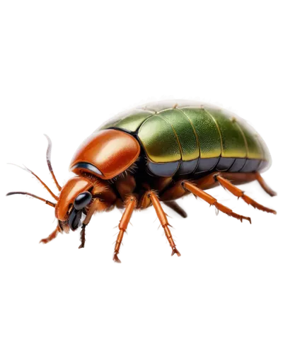 Palmetto bug, close-up, detailed texture, brownish-green color, six legs, oval body, antennae, compound eyes, tiny hairs, shiny exoskeleton, natural light, 3/4 composition, shallow depth of field, war